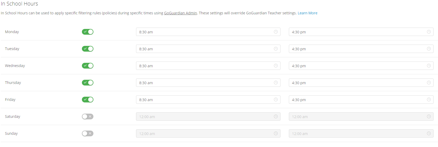 When is GoGuardian Monitoring?