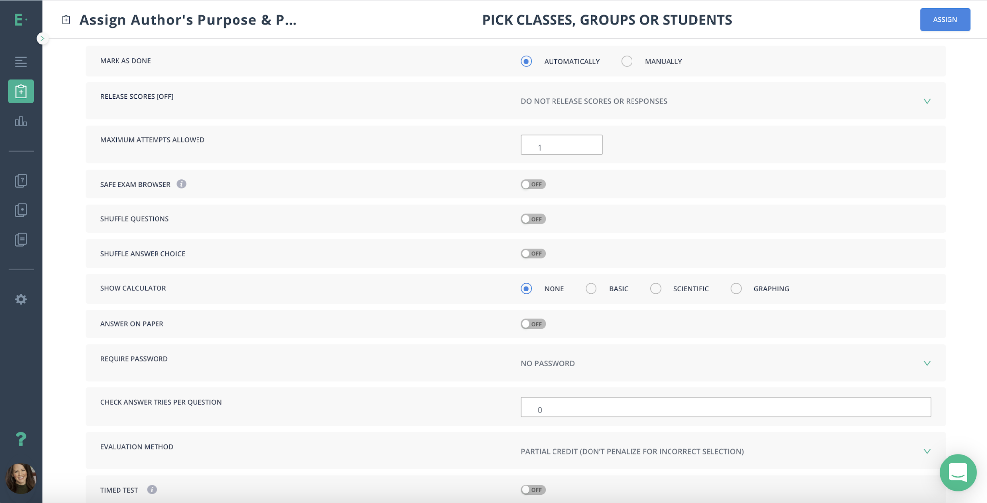 assignment settings.xml