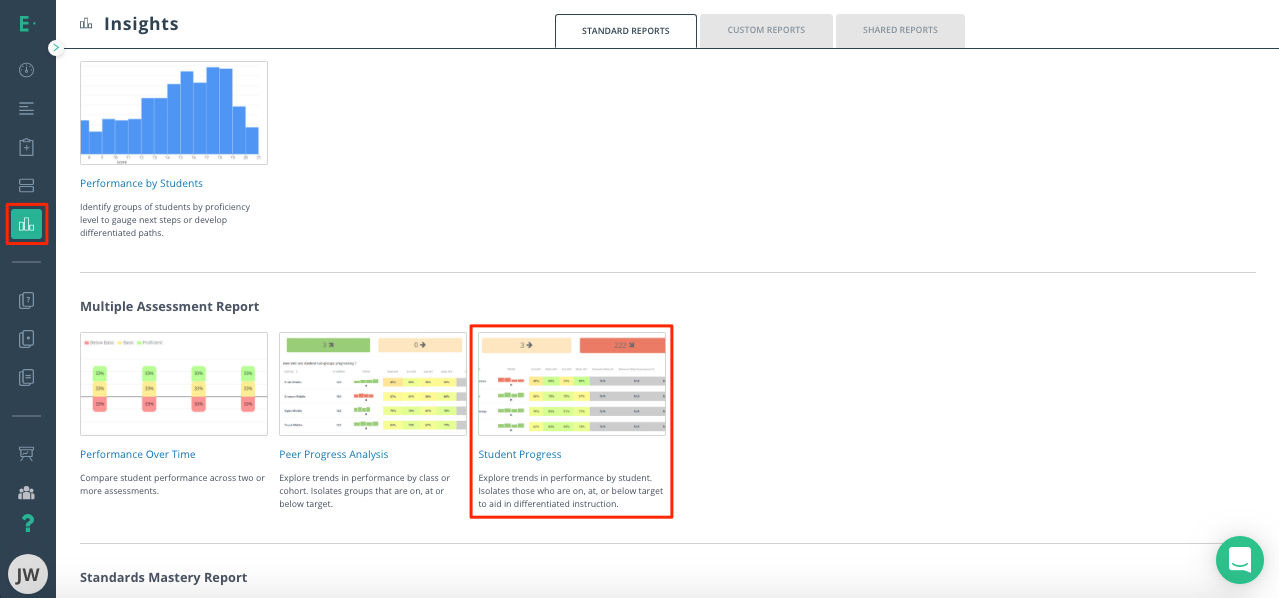 Insights: Multiple Assessment Report – Student Progress