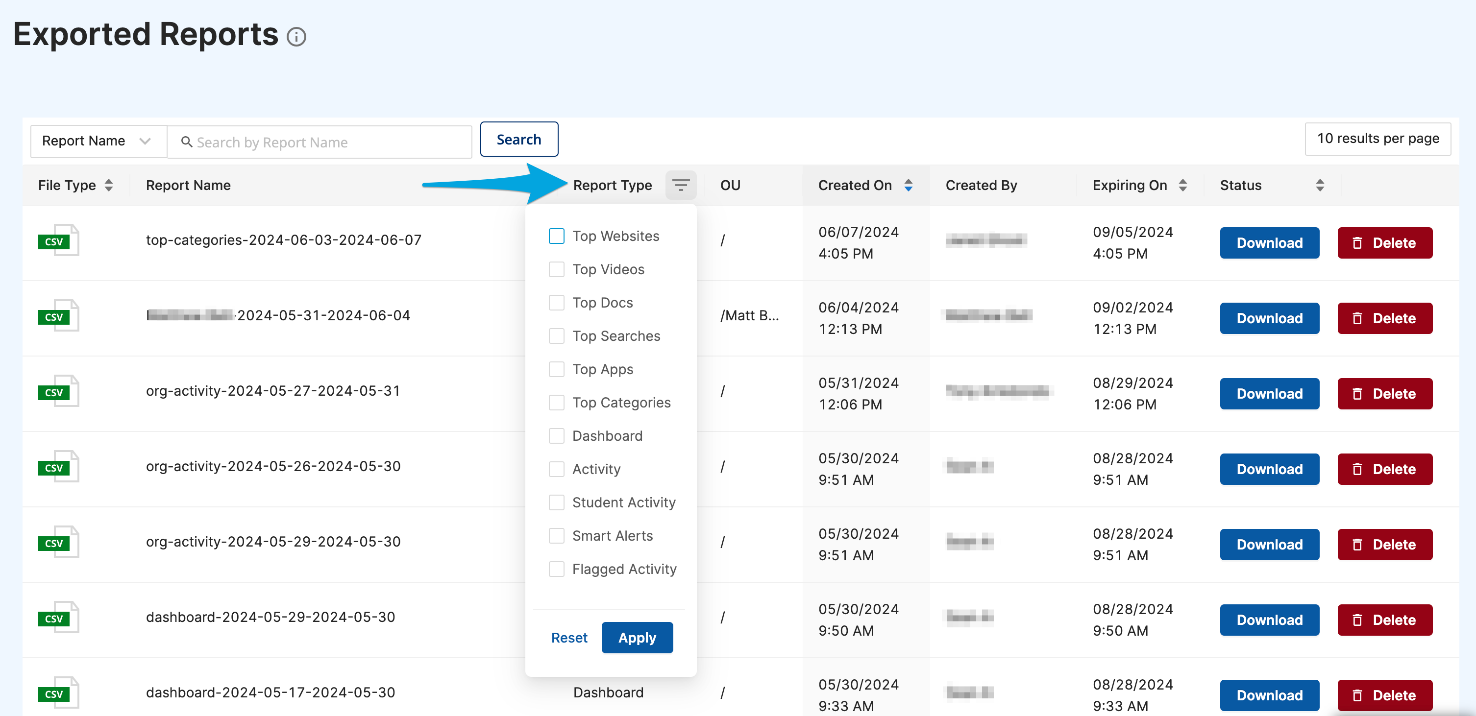 Exported Reports: GoGuardian Admin
