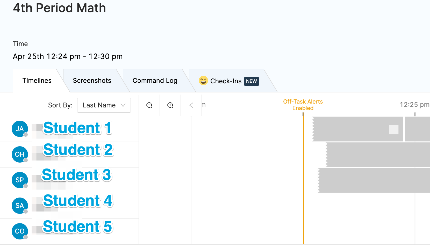 GoGuardian Teacher Class Timelines history and additional tabs